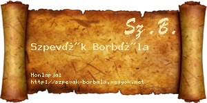 Szpevák Borbála névjegykártya